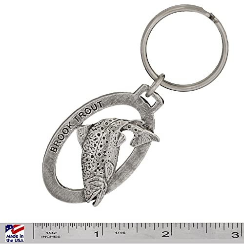 Image of Brook Trout Keychain, Pewter, F007KC, 1 3 /4 inch, 100% Handmade in the USA, Brookie, Metal Keychain, Fish Keychain, Keys, Key Ring, Key Fob, Key, Key Chain, Fishing Gift, Over 200 Fish Designs Available.