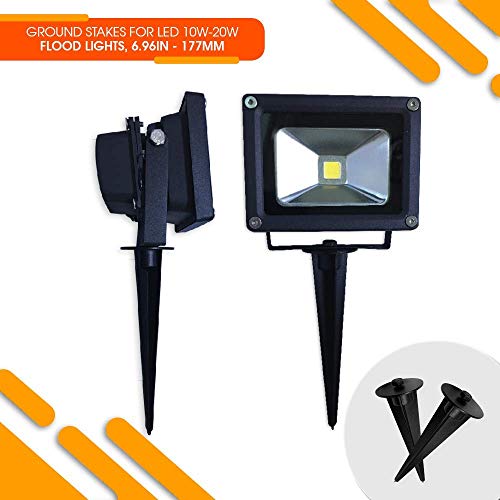 Demasled 2Pcs Metal Ground Stake For 10W - 20W Led Flood Light Holder 6.6 In - 16.8Cm For Outdoors Gardens And Yard #TOP4