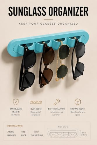 Image of Sunglasses Organizer, Wall Glasses Holder, Acrylic Sunglasses Display, Eyeglass Organizer for Multiple Glasses for Office & Home Decor, Unique Gifts for Husband, Women & Girls