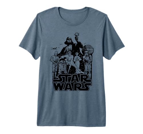 T-shirt Star Wars Group Shot Poster Fade vintage vêtement collector