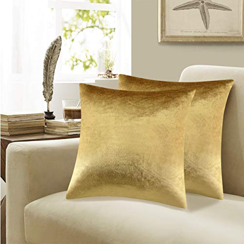 Gigizaza Gold Velvet Decorative Throw Pillow Covers For Sofa Bed 2 Pack Soft Cushion Cover #TOP5