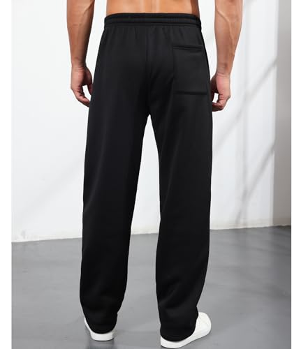Men’s Fleece Sweatpants with Pockets Wide Straight Leg Open Bottom Pants Baggy Activewear Joggers for Men Workout2