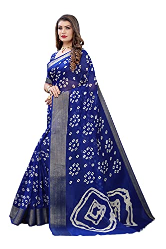 Image of Priyashi Women's Printed Linen Jari Saree with Blouse Piece