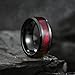 King Will Black Tungsten Wedding Band For Men, 8mm Promise Ring Inlay Red Twill Pattern, High Polished Beveled Edge - Suitable For Daily Wear, Comfort Fit Size 10
