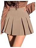 SOLY HUX Women's Pleated Skirt High Waisted A Line Casual Mini Skirts Pure Khaki Small