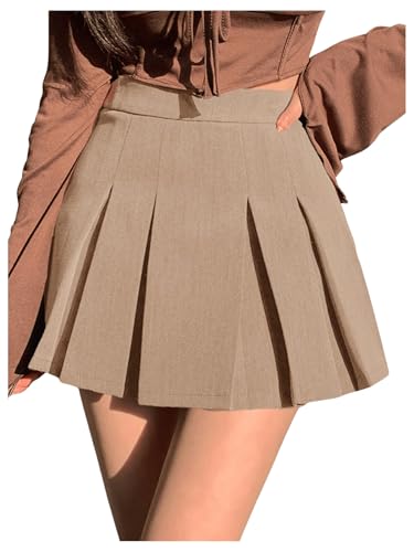 SOLY HUX Women's Pleated Skirt High Waisted A Line Casual Mini Skirts