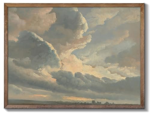 XOCUUI Unframed Canvas Wall Art Vintage Decor, Room Decor Classical Oil Painting Canvas Prints Study Of Clouds With A Sunset Near Rome Vintage Landscape Wall Art Home Decor, 8'X10'