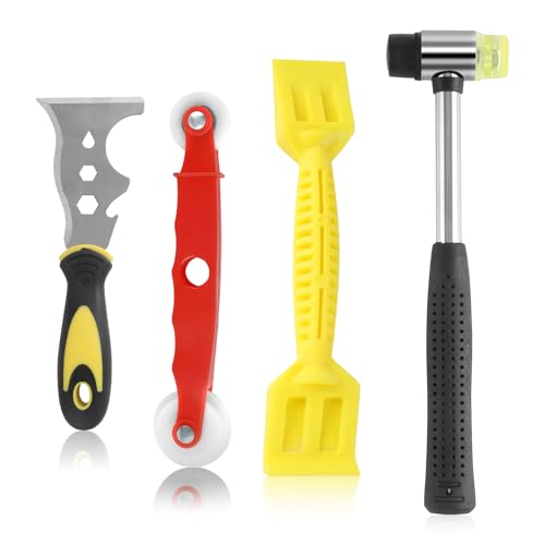 Bubuny Window Glazing Tool Kit 4PCS Glazing Tools with 13 in 1 Multi-Purpose Knife Chisel Plastic Hammer Glazing Paddle for Glazing Deglazing Beading Functions Kit for Windows Doors Hand Tool Sets