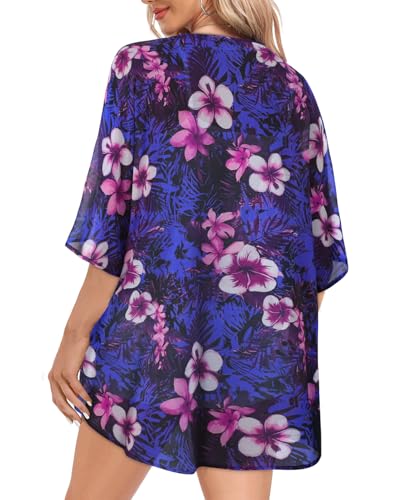 Image of Women Kimono Cardigans Casual Summer Tops Cover up Open Front Floral Print Resort Wear 2026
