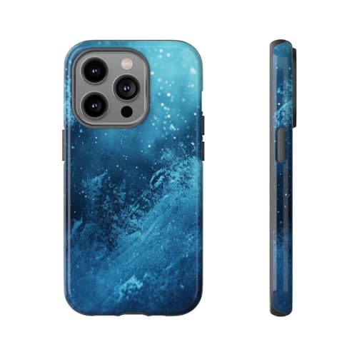 Coque iPhone 14 Pro texture cinématographique bleue rigide brillante