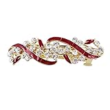 Uxcell Metal Rhinestone Decor Leaves Shape Women Clip Barrette, Red, 0.06 Pound