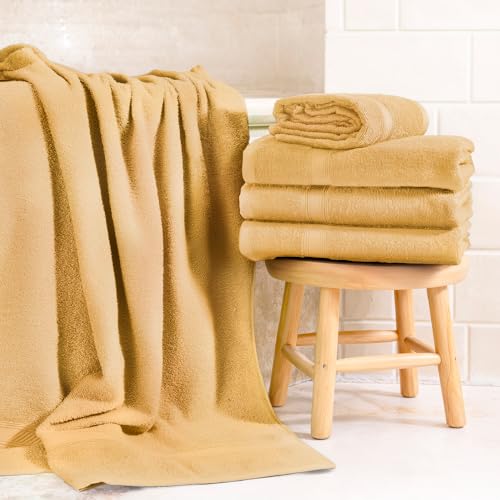Image of Welspun Alpha 100% Cotton 420 GSM Dobby Weave Solid Premium Large Bath Towel | Super Absorbent, Quick Dry & Ultra Soft - 84 x 180 Cm - Yellow