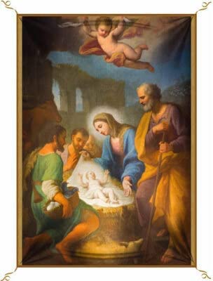 PORRAS ESTAMPACIÓN & BANDERAS | Balconera Navidad celebración Dios ha Nacido | Celebra Las Fiestas de Navidad decorando tu balcón con esta colgadura navideña.