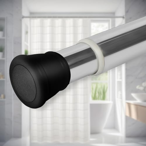 Image of SITTELLA (85Cm To 140Cm) Extendable Shower Curtain Tension Rod Non-Drilling Anti-Skid Spring Pull Rod -Stainless Steel, Silver-Black
