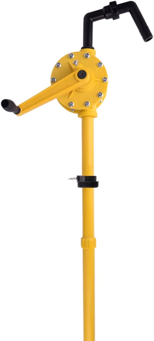 TOPWAY 55 Gallon Hand Rotary Drum Pump - Polypropylene Chemical-Resistant for Acids, Solvents, Water & Petroleum - 25L/Min Flow