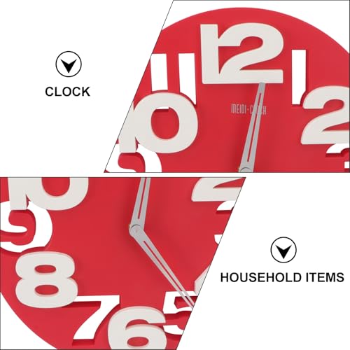 Horloge murale rouge 3D pour habiller un mur vide avec un mécanisme quartz fiable - 4