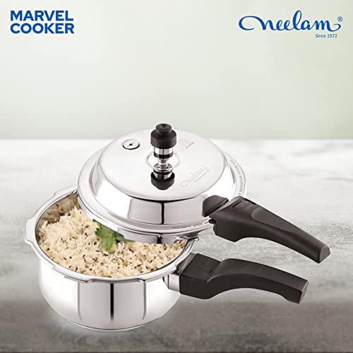 Image of Neelam Stainless Steel Ultra Pressure Cooker Combo Set -2 Litres, 3 Litres & 5 Litres, Outer Lid (Induction Friendly)