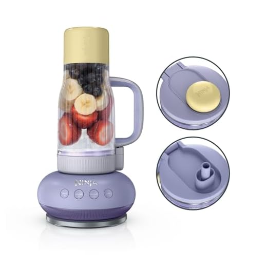 Ninja BlendBoss Mixer mit tragbarem Becher, Mixgerät mit abnehmbarem Reisebecher, 3 voreingestellte Auto-Modi, Lavendel-Limonade DB351EUPR