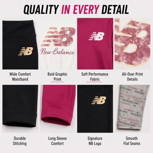 Image of New Balance Girls 4 Piece Short Sleeve, Long Sleeve Shirts & Leggings Set