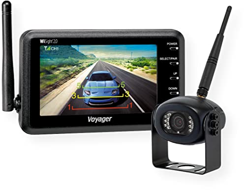 Image of Voyager WVSXS43 Single-Camera System; Includes (1) 4.3 inch Wireless LCD Monitor, (1) Wireless Rear Camera, 12V Accessory Plug, Suction Cup Monitor Mount, Camera Mounting Bracket and Hardware