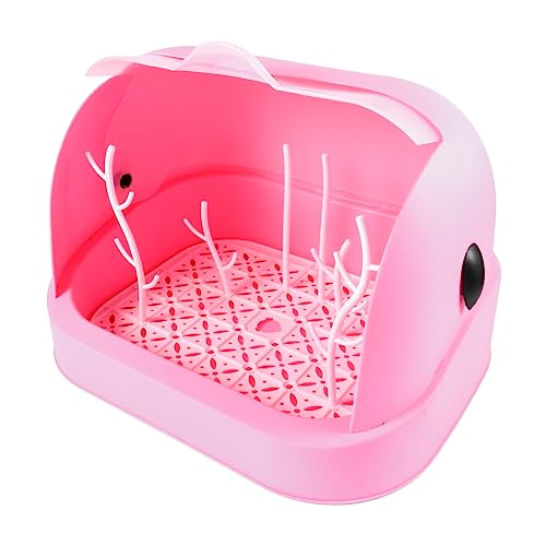 FUNNETOYU Caja de Almacenamiento para Biberones con Tapa Estante Secador y Organizador Práctico Duradero y Seguro Color Rosa para Guardar y Secar Biberones y Utensilios de Alimentación
