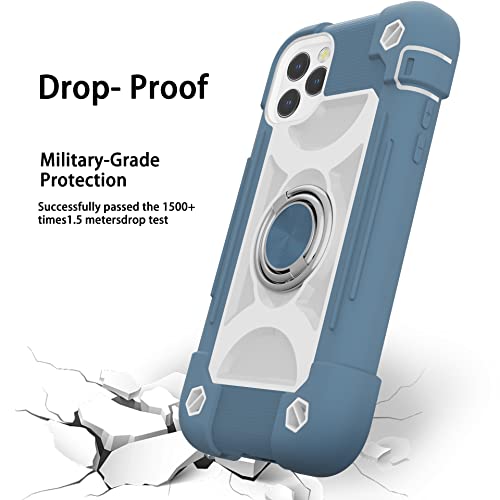 Image of MARKILL Compatible with iPhone Case with Ring Stand, Military Grade Drop Protection Full Body Rugged Heavy Duty Protective Durable Cover iPhone. (Blue, iPhone 12 Pro Max 6.7 inch)
