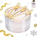 72 Pieces Gold Dessert Plates 7.5" & 72 Pieces Gold Disposable Forks 7.4", Clear Plastic Plates, Fancy Salad Plates and Appetizer Plates for all Holidays & Occasions