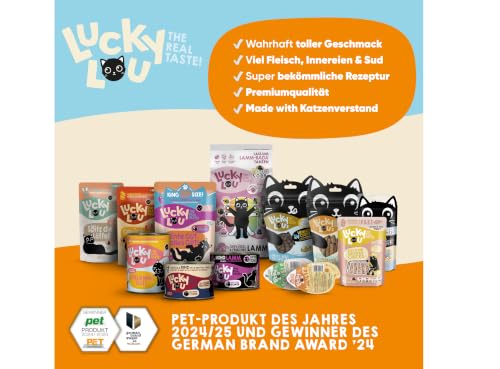 Lucky Lou Extrafood Mix-Paket Katzenfutter nass - 36 x 70g - hochwertiges Nassfutter (Ergänzungsfutter) mit viel Protein, getreidefrei & ohne Zucker für Katzen