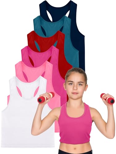 Image of Geyoga 6 Pieces Girls Dance Tank Top Racerback Crop Top Sleeveless Dance Outfit for Ballet Hip Hop Athletic Wear