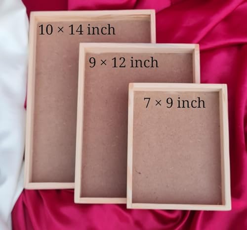 Image of SATYAM KRAFT 1 Set(3 Pcs)Square Trousseau Pinewood Attractive Decorative Tray for Wedding /Shaadi Gift Hampers,Engagement,Saree Clothes Packing,Dry Fruit,Birthday,Festival Return Gifts,Shagun,Beige
