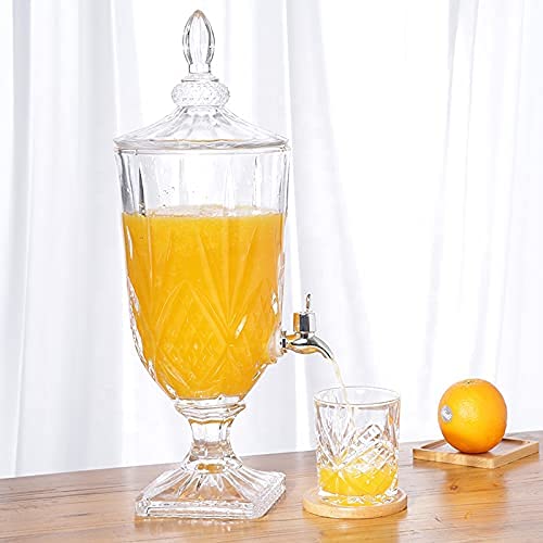 Image of Bellemax 3 LTR Glass Beverage Dispenser with Tap, Drink Dispensers for Beer, Water, Cocktails, Detox Drinks & More Perfect for Parties,Bars,Restaurants,Weddings Decoration,Daily Uses (BX-01)