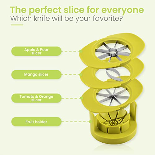Cuisinly® - 4-in-1 apple slicer - vegetable cutter - mango cutter - fruit cutter - tomato cutter - mandolin - ideal for mangos/apples/tomatoes/peaches - includes sharp stainless steel knives - Image 4