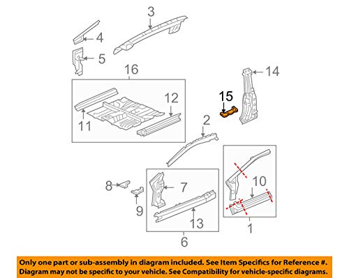 Genuine Honda 63626-SVA-A01 Left Center Pillar (Inside) Separator