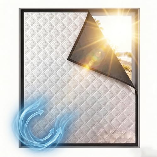Elfzone Window Insulation for Summer Heat - 39*70in Black Out Window Cover window ac insulation rv window insulation Soundproof Curtains Oxford Cloth and Cotton Fiber Filled