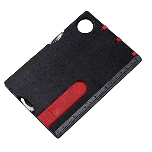12 en 1 Multi-outils de poche portables, équipement de survie de camping en plein air, outils EDC, loupe avec lumière LED pour l'extérieur (noir)