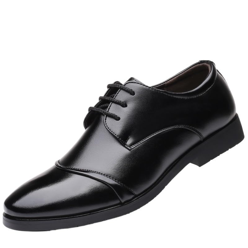 Mens Dress Shoes Lace-up Prom Wedding Heel Non Slip Anti-Slip Low Top Rubber Sole Casual Shoe Fashion Vegan Leather