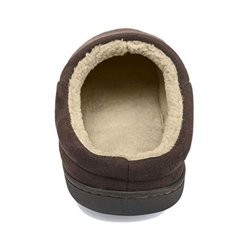 Image of NewDenBer Men's Warm Memory Foam Suede Plush Fleece Lined Slip on Indoor Outdoor Clog House Slippers