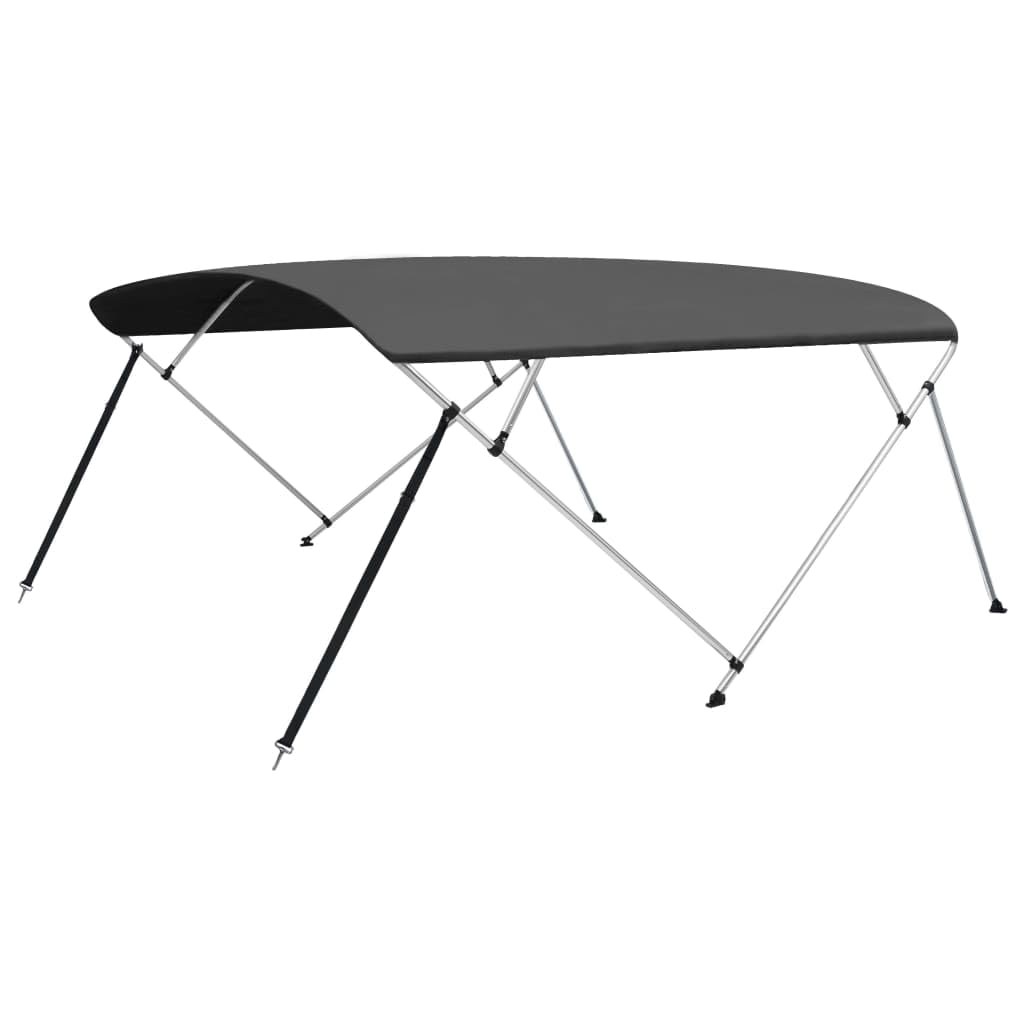 vidaXL Capote de bateau Bimini 4-Bow avec clips inox - Pare-soleil - Anthracite 243 x (230-244) x 137 cm
