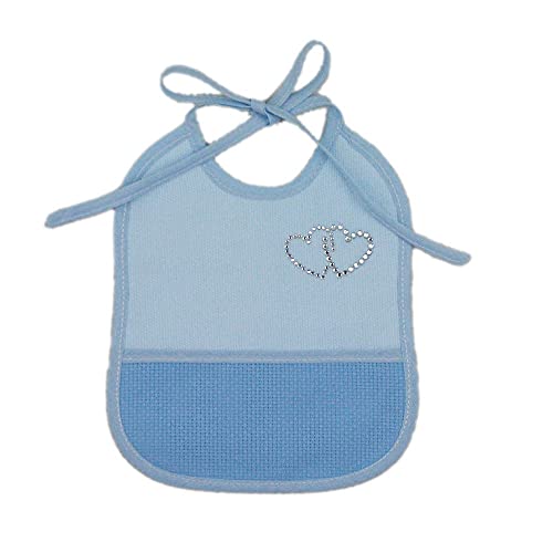 BUBABU' Babero de bebé para bordar Zigulì de 16 x 20 cm con lazos y bolsillo de etamina para el bordado, 100 % algodón, fabricado en Italia Cover