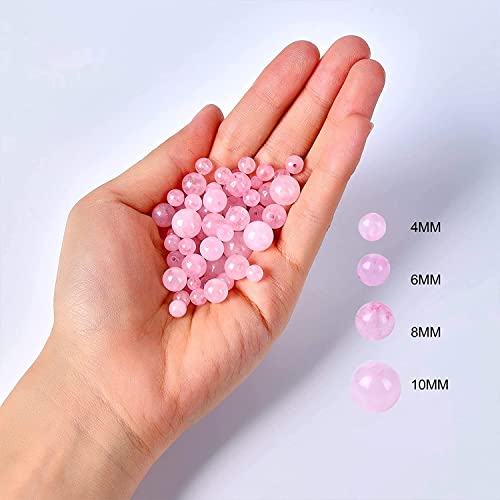 Image of 51pcs Natural Beads Round Gemstone Rose Quartz Beads Loose Beads 8 MM || Crystal Loose Gemstone Emerald Cut Pink Rose || Reiki || Feng Shui || गुलाबी स्फटिक