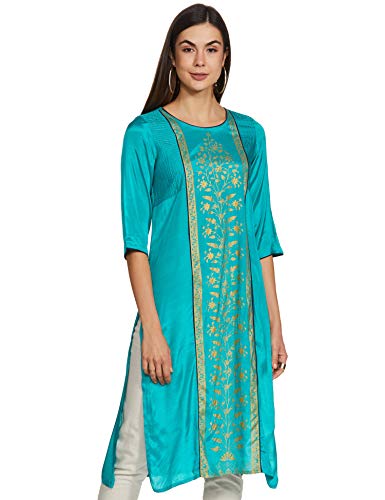 Image of Aurelia Women's Cotton Straight Fit Solid Straight Kurta