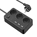 Produktbild JSVER Steckdosenleiste Steckdosenadapter 3 Fach schaltbare mit 3 USB (5V/3.1A, 15.5W), feuerfeste Mehrfachsteckdosen mit USB Ladefunktion für Smartphones Tablets(1100-2500W) 1,5m - Schwarz