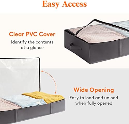 Lifewit Under Bed Storage Containers 3 Pack, Large Capacity Blanket Storage Bags with Reinforced Handle, Organization and Storage for Clothes, Sheets, Towels, Bedroom, Closet, College Dorm, Grey