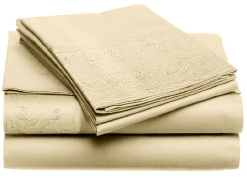 CASUAL ELEGANCE Rielle-Lace QUEEN 4pc Sheet Set, 3-CELAR-100, IVORY