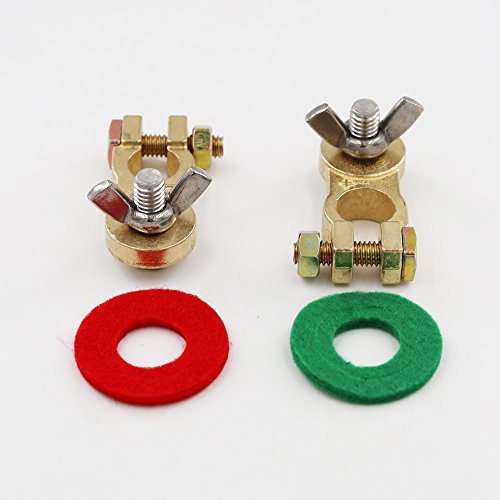 Utsauto Brass Battery Terminal Connectors 2Pcs Positive & Negative Car Battery Terminal Clamp For Truck Van Marine Boat Rv Max Current 300A #TOP5
