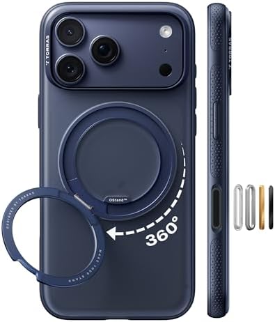 （12:00時点） TORRAS iPhone 17 Pro 用ケース 【カチカチ・多機能360度回転スタンド】リング Ostand O3 Fitness MagSafe対応 米軍MIL規格耐衝撃 スタンド 指紋防止 黄変防止 カメラコントロールボタン付き ストラップホール 半透明 撮影/動画視聴/日常の記録 手のひらサイズの映像革命 ブルー