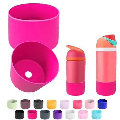 2PCS Silicone Water Bottle Boot for Owala 14/16oz 24oz 32oz 40oz,Anti-Slip Protective Sleeve Bottom Bumper Protector for FreeSip, Twist, and Flip Water Bottles (Pink, 16/14oz)