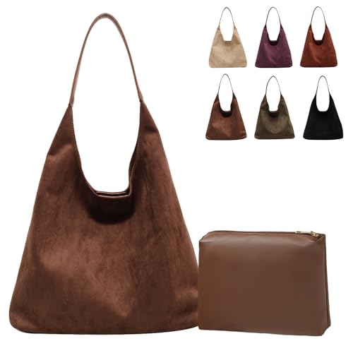 Bolso Tote de Ante Marrón para Mujer miniatura 1