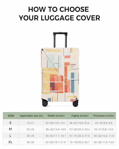 Travel Luggage Cover Spandex Elastic Suitcase Cover for Luggage, Scratch Proof Luggage Cover Protector for Trunk Case 26-28 Inch Luggage, Abstract Geometic Modern Minimalism Linen3