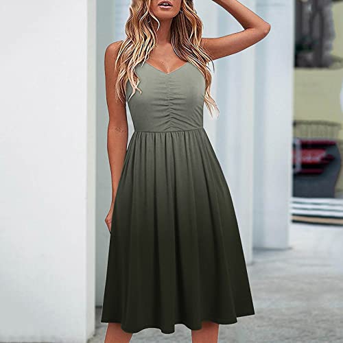 Qufech Summer Dresses For Women 2023 Beach, Bohemian Maternity Dresses Women's Wedding Guest Lightweight Dresses Dresses Casual Spaghetti Strap Tank Sleeveless Beach Dress A Line Loose (M, 3-Gray) #TOP5
